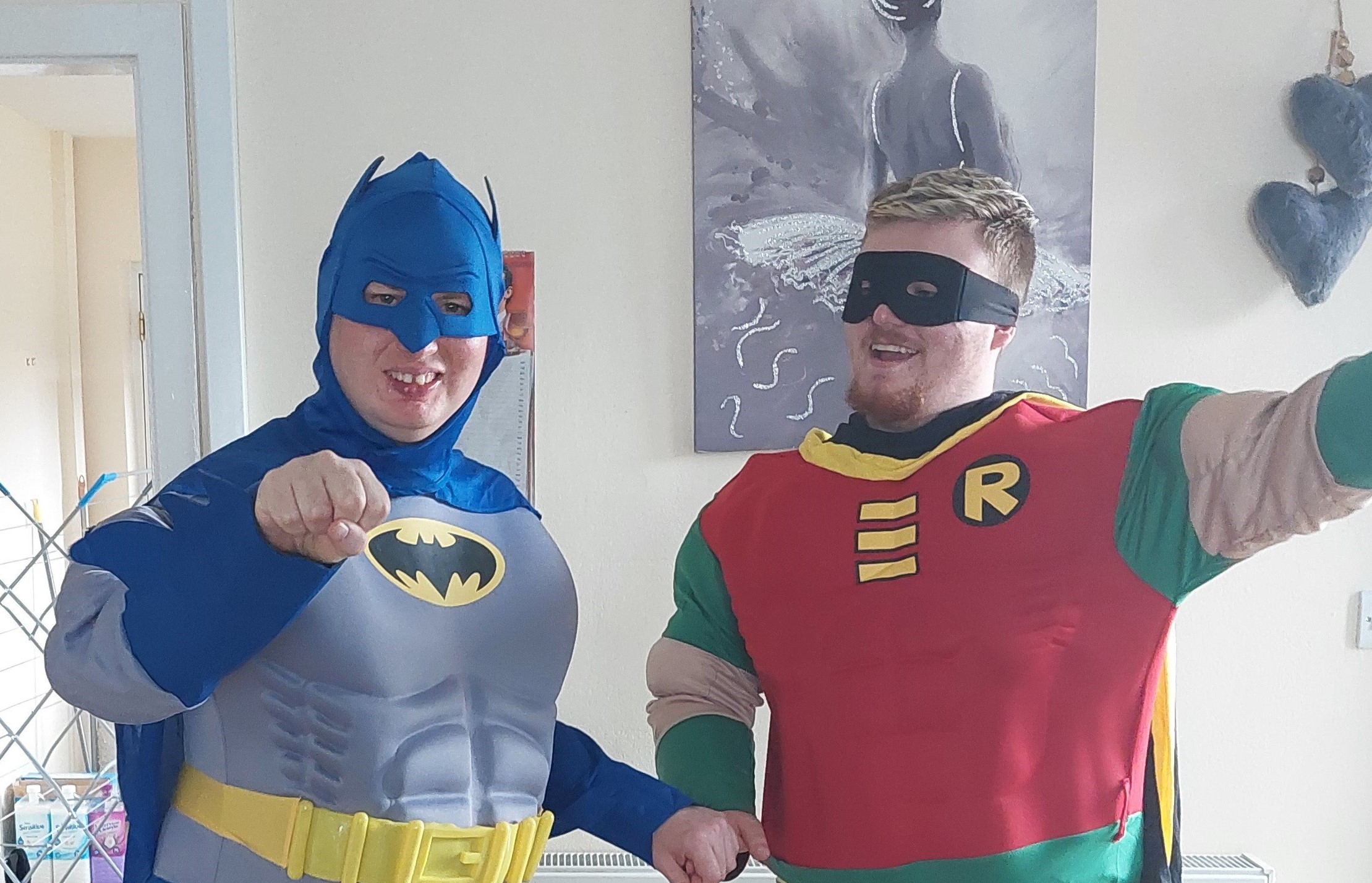Batman & Robin ahead of Craig’s holiday to Blackpool!